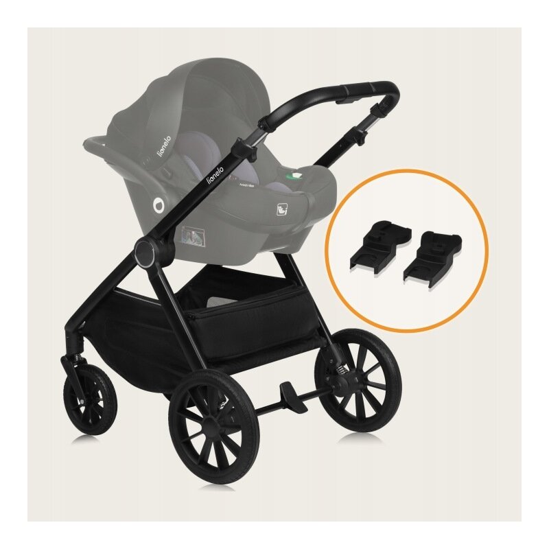 Carucior 2 in 1, Lionelo, Layla, Pana la 22 kg, Cadru aluminiu, Cu landou intarit si salteluta din spuma AirDots, Reversibil, Cu ventilatie 3D, Cu accesorii, EN1888-1, EN1888-2, EN1466, Gri