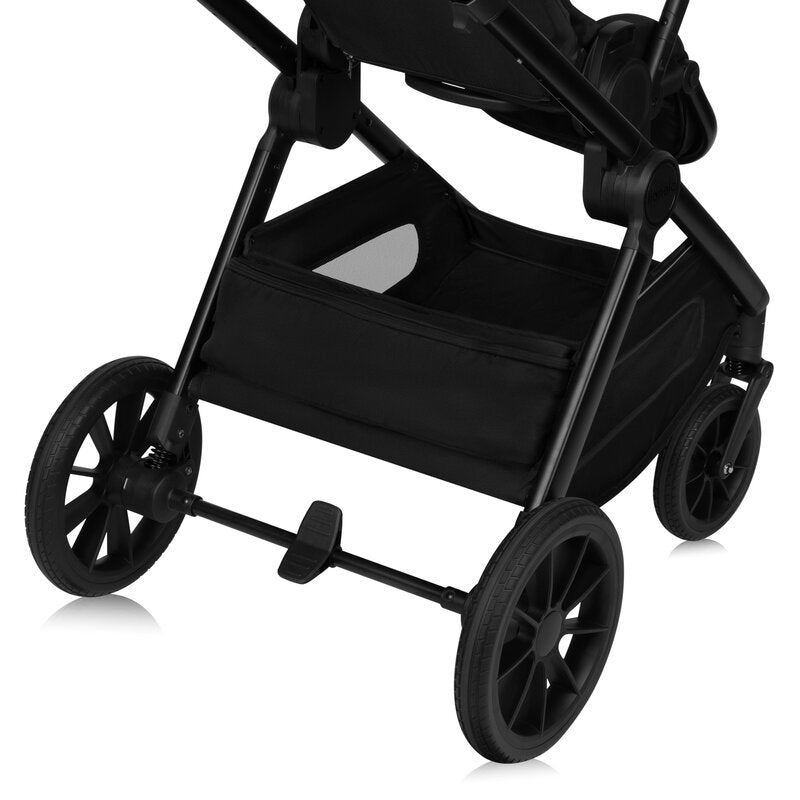Carucior 2 in 1, Lionelo, Layla, Pana la 22 kg, Cadru aluminiu, Cu landou intarit si salteluta din spuma AirDots, Reversibil, Cu ventilatie 3D, Cu accesorii, EN1888-1, EN1888-2, EN1466, Negru