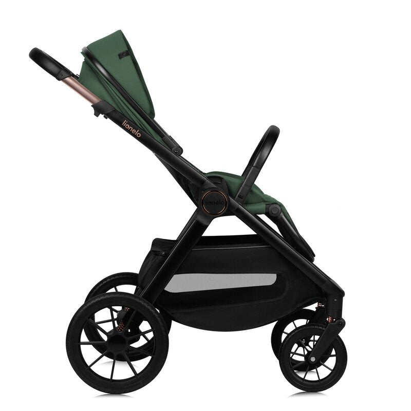 Carucior 2 in 1, Lionelo, Layla, Pana la 22 kg, Cadru aluminiu, Cu landou intarit si salteluta din spuma AirDots, Reversibil, Cu ventilatie 3D, Cu accesorii, EN1888-1, EN1888-2, EN1466, Verde