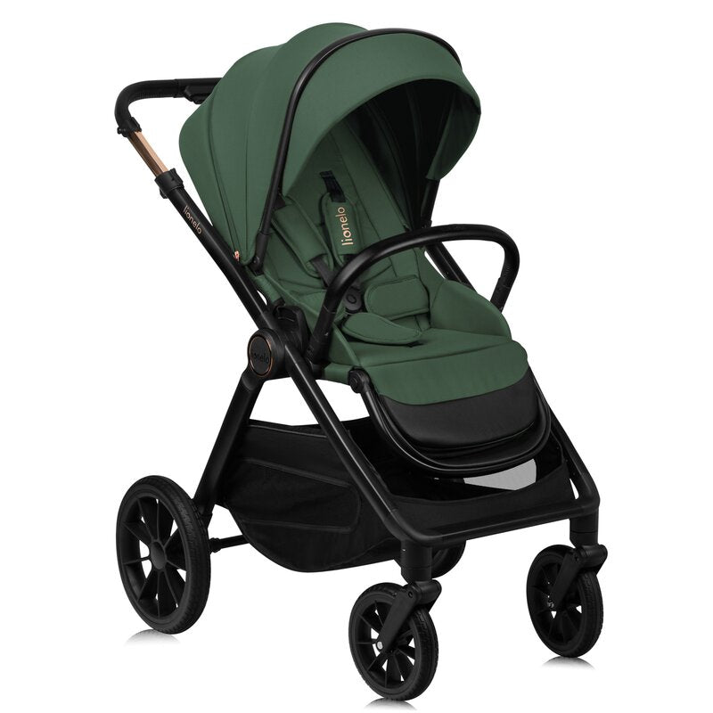 Carucior 2 in 1, Lionelo, Layla, Pana la 22 kg, Cadru aluminiu, Cu landou intarit si salteluta din spuma AirDots, Reversibil, Cu ventilatie 3D, Cu accesorii, EN1888-1, EN1888-2, EN1466, Verde