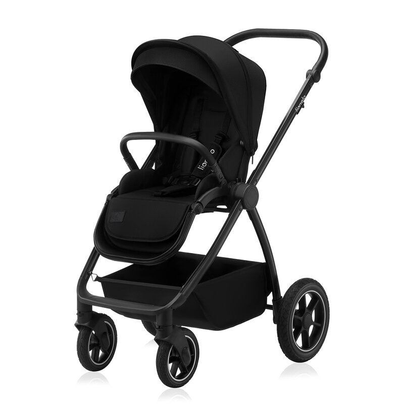 Carucior 2 in 1, Lionelo, Meril, Cu landou si scaun cu dimensiune XL, Reversibil, Cu sistem de ventilatie 3D, Cu accesorii, Pana la 22 kg, Conform cu EN1888-1 EN1888-2, EN1466, Negru