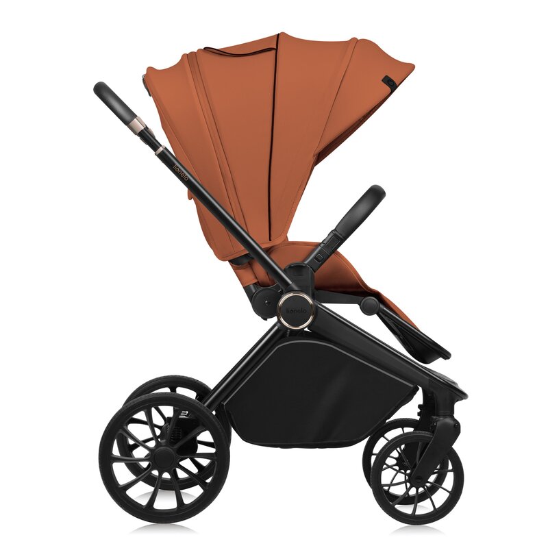 Carucior 2 in 1, Lionelo, Mika Plus, Cadru din aluminiu, Cu landou intarit si salteluta moale, Reversibil, Cu sistem de ventilatie 3D, Cu accesorii, Pana la 22 kg, Conform cu EN1888-1 EN1888-2, EN1466, Maro