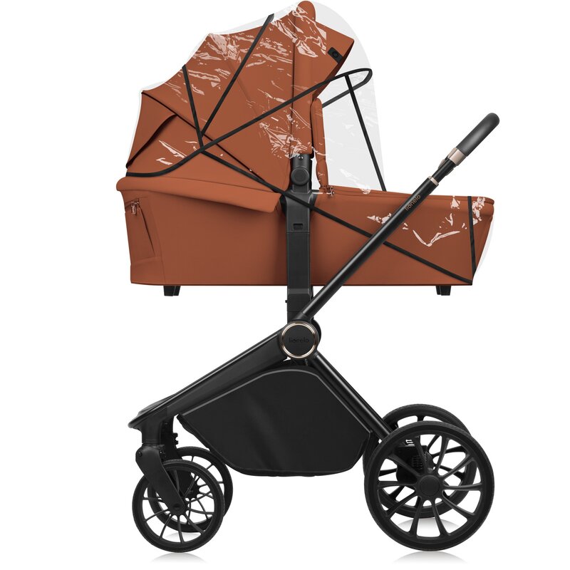 Carucior 2 in 1, Lionelo, Mika Plus, Cadru din aluminiu, Cu landou intarit si salteluta moale, Reversibil, Cu sistem de ventilatie 3D, Cu accesorii, Pana la 22 kg, Conform cu EN1888-1 EN1888-2, EN1466, Maro