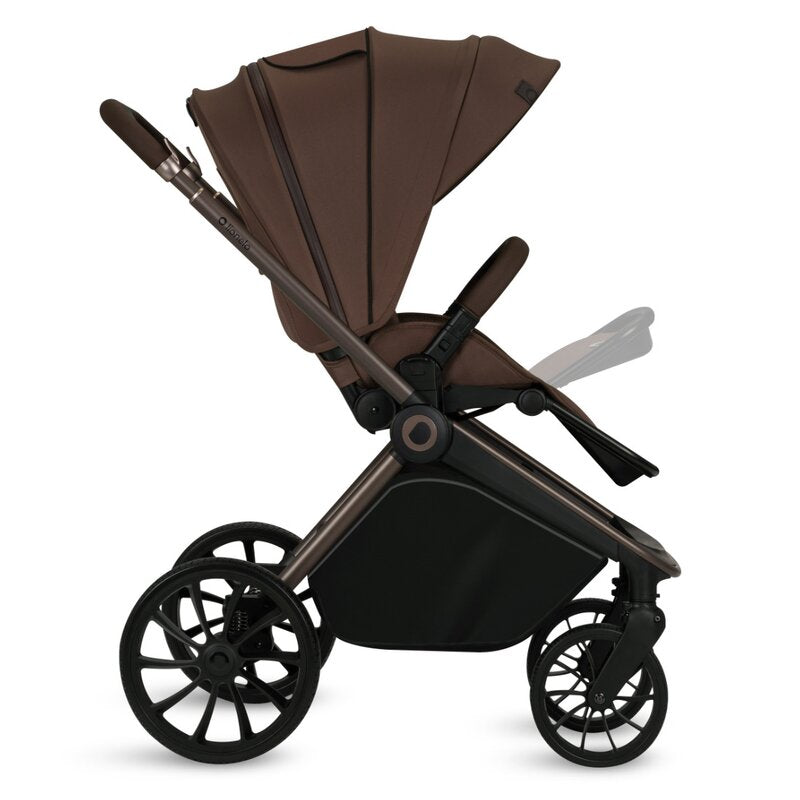 Carucior 2 in 1, Lionelo, Mika Plus, Cadru din aluminiu, Cu landou intarit si salteluta moale, Reversibil, Cu sistem de ventilatie 3D, Cu accesorii, Pana la 22 kg, Conform cu EN1888-1 EN1888-2, EN1466, Mocha Mousse