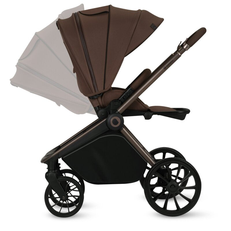 Carucior 2 in 1, Lionelo, Mika Plus, Cadru din aluminiu, Cu landou intarit si salteluta moale, Reversibil, Cu sistem de ventilatie 3D, Cu accesorii, Pana la 22 kg, Conform cu EN1888-1 EN1888-2, EN1466, Mocha Mousse