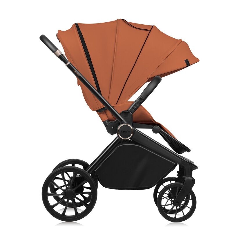 Carucior 2 in 1, Lionelo, Mika Plus, Cadru din aluminiu, Cu landou intarit si salteluta moale, Reversibil, Cu sistem de ventilatie 3D, Cu accesorii, Pana la 22 kg, Conform cu EN1888-1 EN1888-2, EN1466, Maro