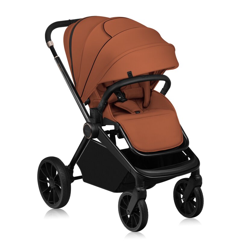 Carucior 2 in 1, Lionelo, Mika Plus, Cadru din aluminiu, Cu landou intarit si salteluta moale, Reversibil, Cu sistem de ventilatie 3D, Cu accesorii, Pana la 22 kg, Conform cu EN1888-1 EN1888-2, EN1466, Maro