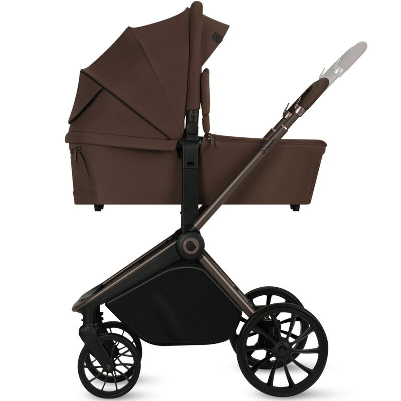 Carucior 2 in 1, Lionelo, Mika Plus, Cadru din aluminiu, Cu landou intarit si salteluta moale, Reversibil, Cu sistem de ventilatie 3D, Cu accesorii, Pana la 22 kg, Conform cu EN1888-1 EN1888-2, EN1466, Mocha Mousse