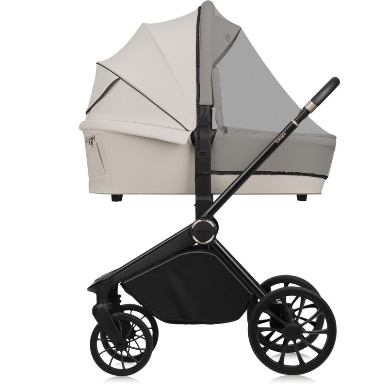 Carucior 2 in 1, Lionelo, Mika Plus, Cadru din aluminiu, Cu landou intarit si salteluta moale, Reversibil, Cu sistem de ventilatie 3D, Cu accesorii, Pana la 22 kg, Conform cu EN1888-1 EN1888-2, EN1466, Bej
