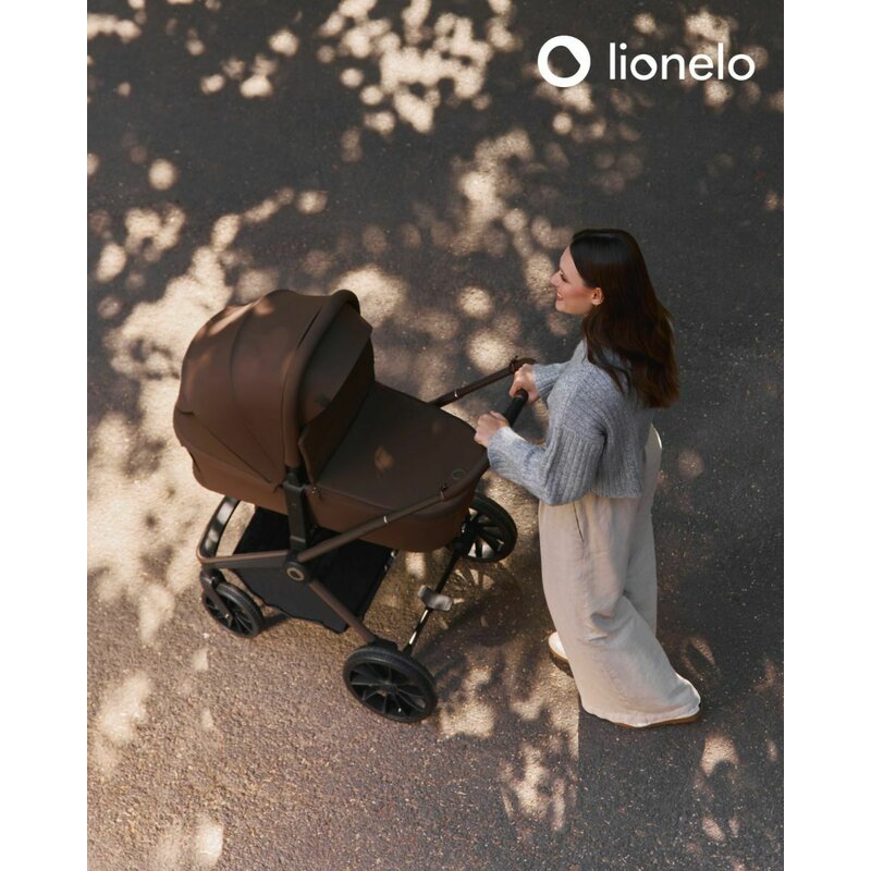 Carucior 2 in 1, Lionelo, Mika Plus, Cadru din aluminiu, Cu landou intarit si salteluta moale, Reversibil, Cu sistem de ventilatie 3D, Cu accesorii, Pana la 22 kg, Conform cu EN1888-1 EN1888-2, EN1466, Mocha Mousse