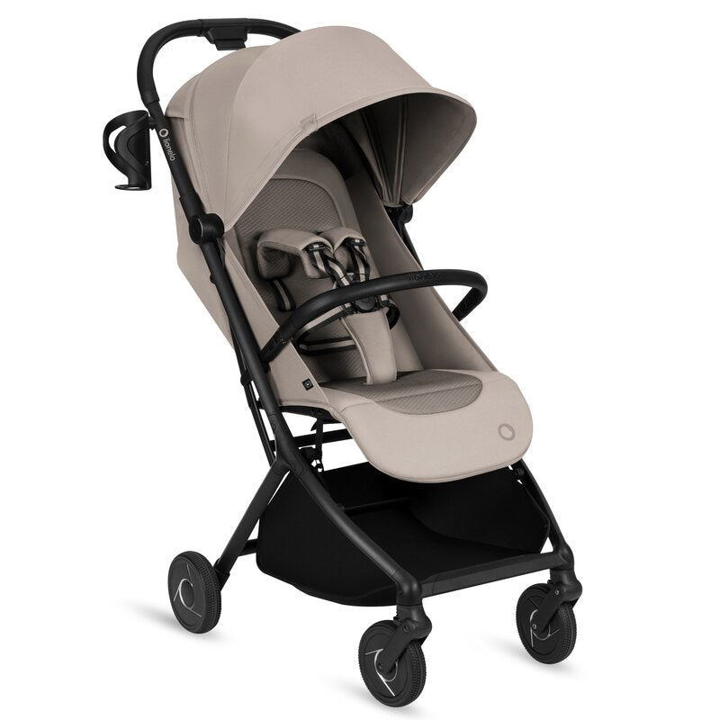 Carucior 2 in 1, Lionelo, Sia Flex, 7.6 kg, Include landou pliabil pe cadru, Ultracompact, Pliere rapida cu o mana, Copertina UPF50+, Cu accesorii incluse, 0-48 luni, Sustine 22 kg, Bej
