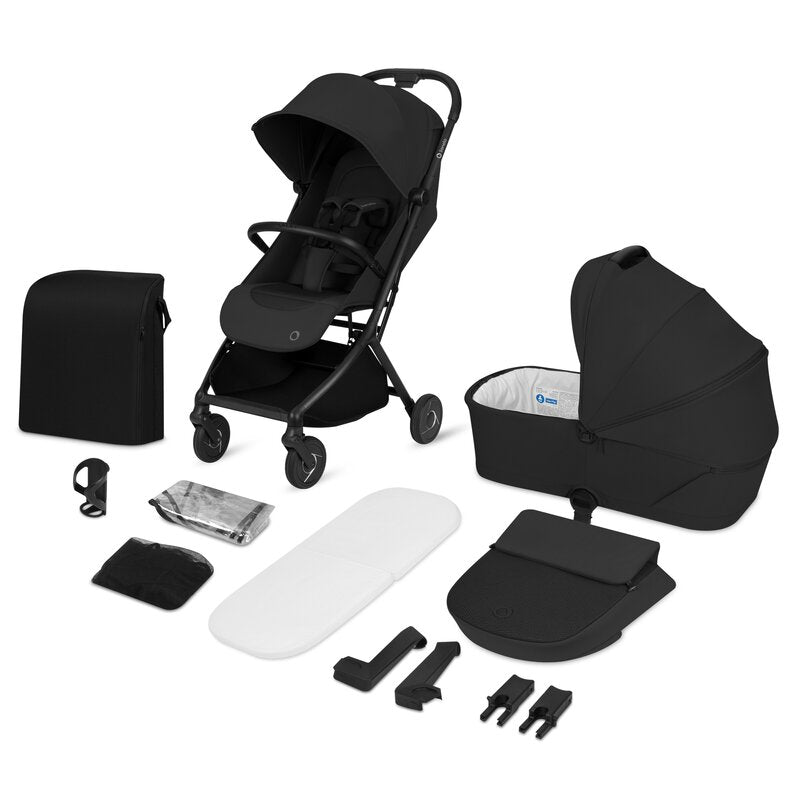 Carucior 2 in 1, Lionelo, Sia Flex, 7.6 kg, Include landou pliabil pe cadru, Ultracompact, Pliere rapida cu o mana, Copertina UPF50+, Cu accesorii incluse, 0-48 luni, Sustine 22 kg, Negru