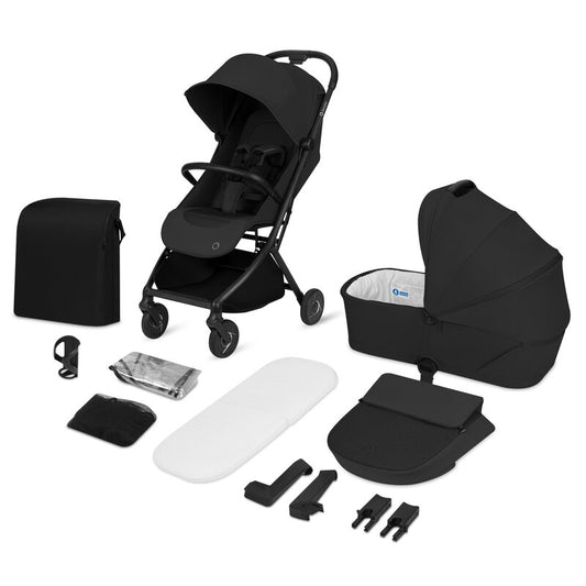 Carucior 2 in 1, Lionelo, Sia Flex, 7.6 kg, Include landou pliabil pe cadru, Ultracompact, Pliere rapida cu o mana, Copertina UPF50+, Cu accesorii incluse, 0-48 luni, Sustine 22 kg, Negru