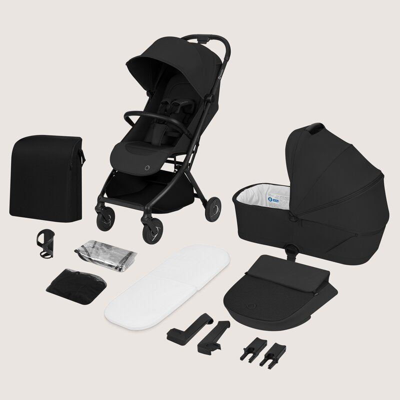 Carucior 2 in 1, Lionelo, Sia Flex, 7.6 kg, Include landou pliabil pe cadru, Ultracompact, Pliere rapida cu o mana, Copertina UPF50+, Cu accesorii incluse, 0-48 luni, Sustine 22 kg, Negru