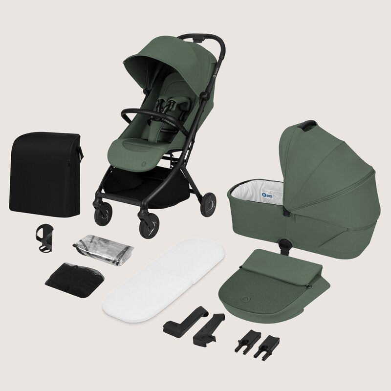 Carucior 2 in 1, Lionelo, Sia Flex, 7.6 kg, Include landou pliabil pe cadru, Ultracompact, Pliere rapida cu o mana, Copertina UPF50+, Cu accesorii incluse, 0-48 luni, Sustine 22 kg, Verde