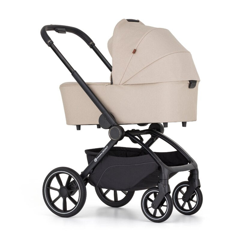 Carucior 2 in 1, Petite&Mars, Scout, Cu landou pliabil, Reversibil, Spatar si suport de picioare reglabile in 3 pozitii, Maner ajustabil, Cu accesorii, Pana la 22 kg, 0 luni+, Bej