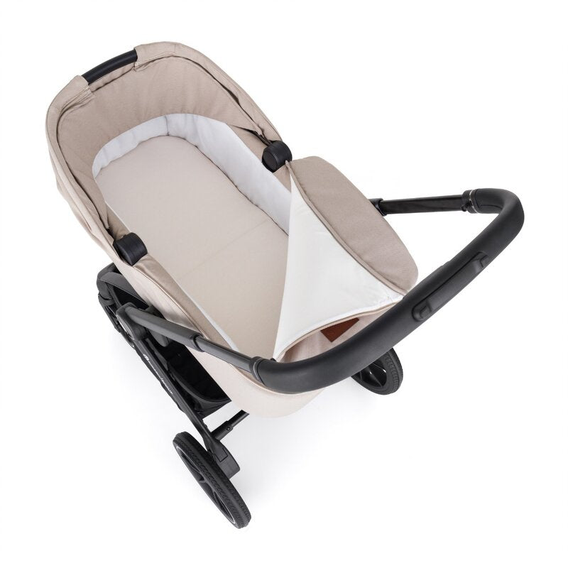 Carucior 2 in 1, Petite&Mars, Scout, Cu landou pliabil, Reversibil, Spatar si suport de picioare reglabile in 3 pozitii, Maner ajustabil, Cu accesorii, Pana la 22 kg, 0 luni+, Bej