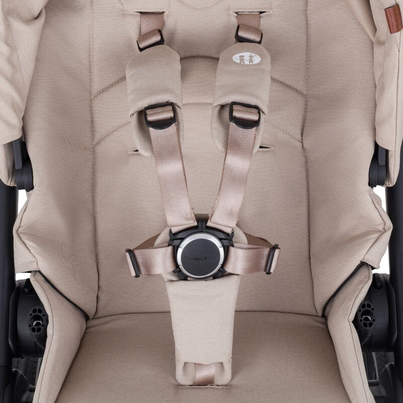 Carucior 2 in 1, Petite&Mars, Scout, Cu landou pliabil, Reversibil, Spatar si suport de picioare reglabile in 3 pozitii, Maner ajustabil, Cu accesorii, Pana la 22 kg, 0 luni+, Bej