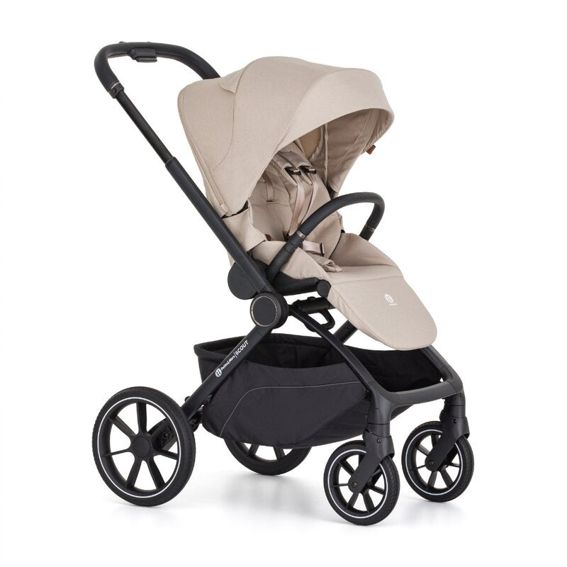 Carucior 2 in 1, Petite&Mars, Scout, Cu landou pliabil, Reversibil, Spatar si suport de picioare reglabile in 3 pozitii, Maner ajustabil, Cu accesorii, Pana la 22 kg, 0 luni+, Bej