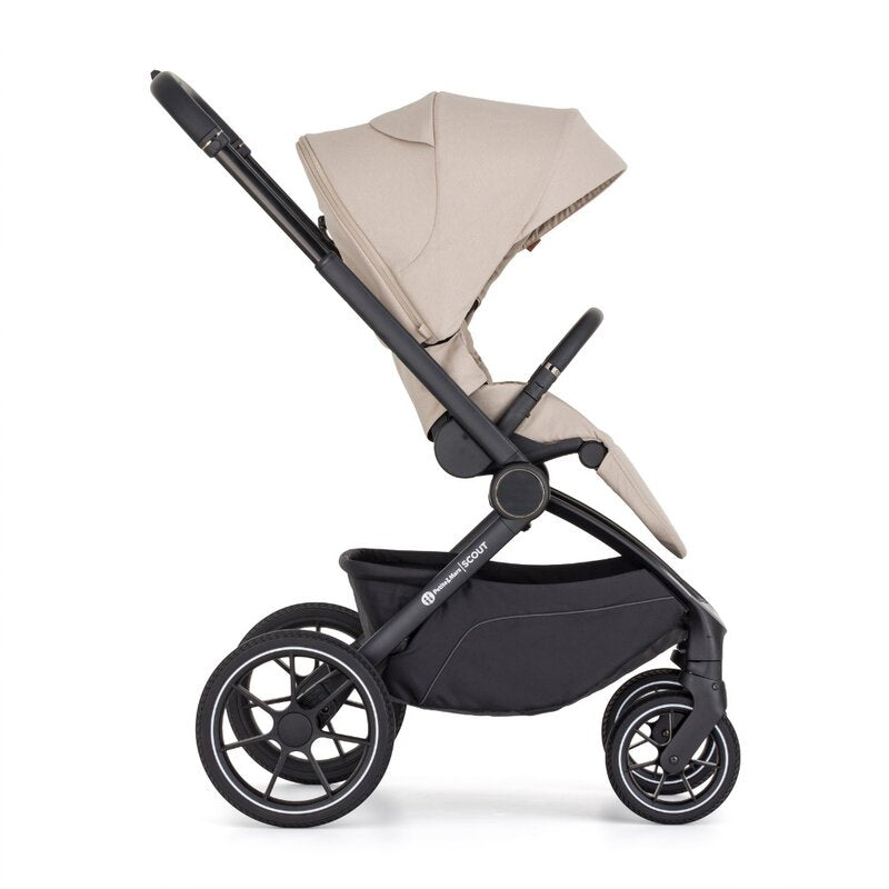 Carucior 2 in 1, Petite&Mars, Scout, Cu landou pliabil, Reversibil, Spatar si suport de picioare reglabile in 3 pozitii, Maner ajustabil, Cu accesorii, Pana la 22 kg, 0 luni+, Bej