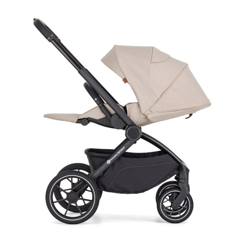 Carucior 2 in 1, Petite&Mars, Scout, Cu landou pliabil, Reversibil, Spatar si suport de picioare reglabile in 3 pozitii, Maner ajustabil, Cu accesorii, Pana la 22 kg, 0 luni+, Bej