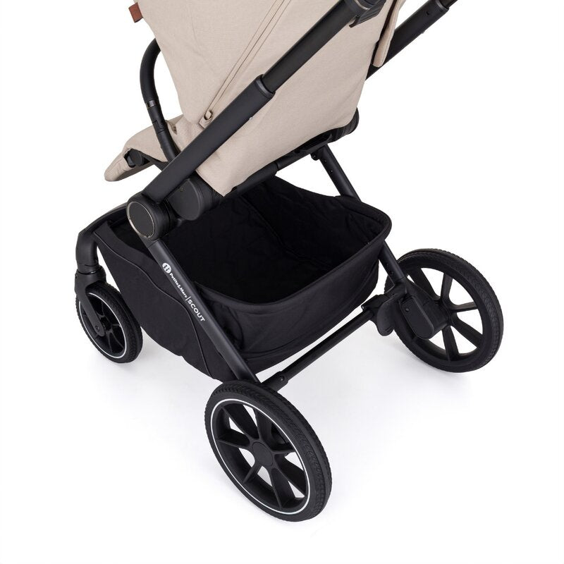 Carucior 2 in 1, Petite&Mars, Scout, Cu landou pliabil, Reversibil, Spatar si suport de picioare reglabile in 3 pozitii, Maner ajustabil, Cu accesorii, Pana la 22 kg, 0 luni+, Bej