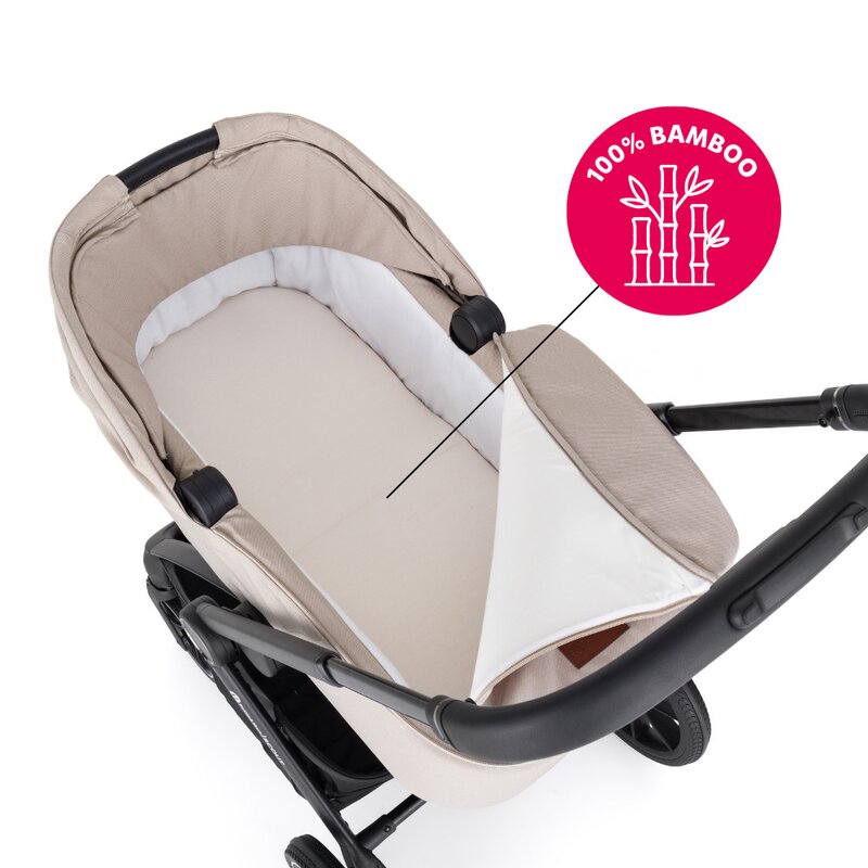 Carucior 2 in 1, Petite&Mars, Scout, Cu landou pliabil, Reversibil, Spatar si suport de picioare reglabile in 3 pozitii, Maner ajustabil, Cu accesorii, Pana la 22 kg, 0 luni+, Bej