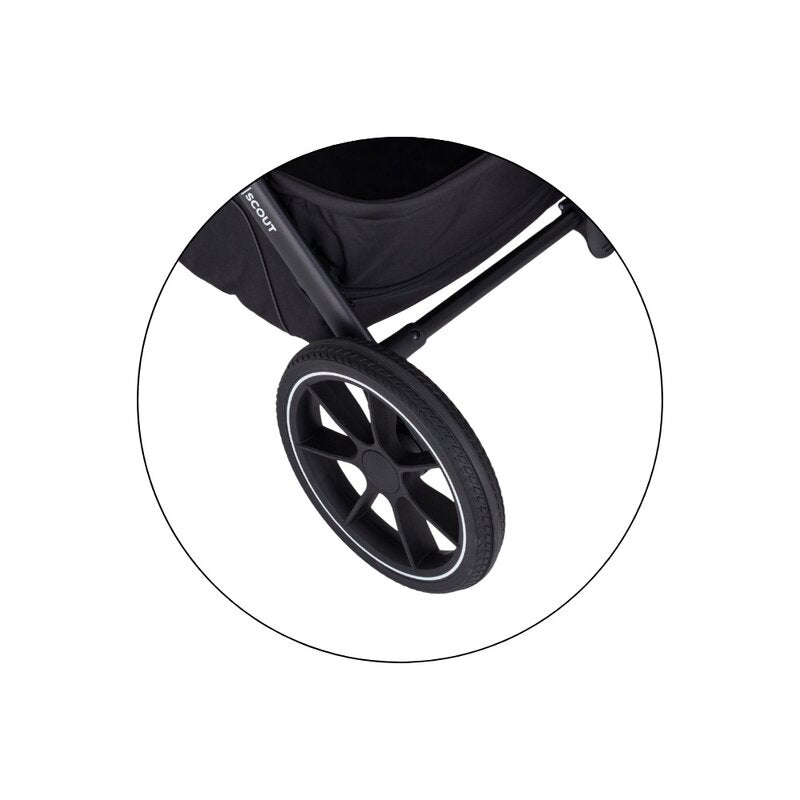 Carucior 2 in 1, Petite&Mars, Scout, Cu landou pliabil, Reversibil, Spatar si suport de picioare reglabile in 3 pozitii, Maner ajustabil, Cu accesorii, Pana la 22 kg, 0 luni+, Bej