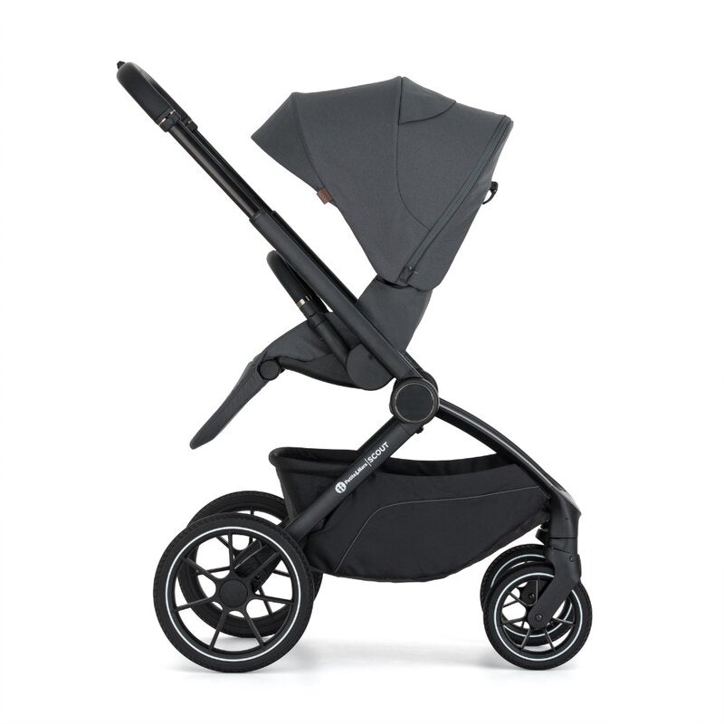 Carucior 2 in 1, Petite&Mars, Scout, Cu landou pliabil, Reversibil, Spatar si suport de picioare reglabile in 3 pozitii, Maner ajustabil, Cu accesorii, Pana la 22 kg, 0 luni+, Gri