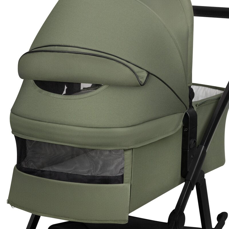 Carucior 3 in 1, Lionelo, Amber Plus, Cadru aluminiu, Cu landou intarit si salteluta moale, Cu scoica auto testata ADAC, Reversibil, Maner ajustabil, Cu accesorii, Cu ventilatie panoramica 3D, Pana la 22 kg, EN1888-1, EN1888-2, EN1466, ECE R129, Verde
