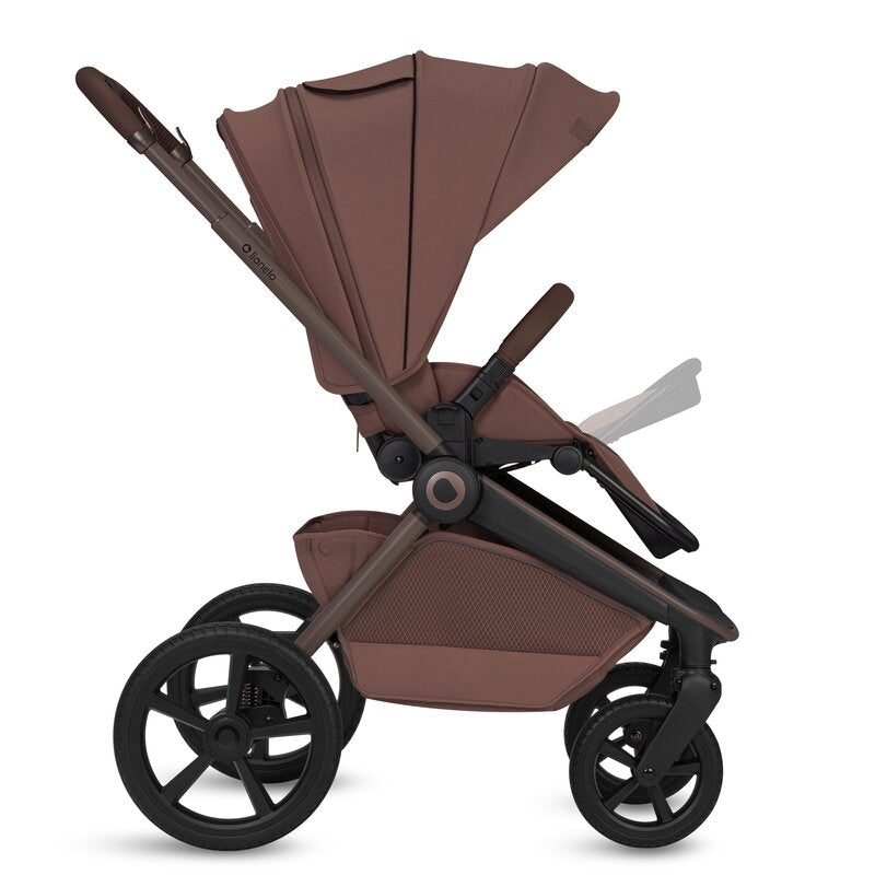 Carucior 3 in 1, Lionelo, Freya, Cu scoica ADAC, Landou si salteluta ventilate, Pliabil, Reglare spatar in 3 pozitii, Suport de picioare in 4 pozitii, Maner reglabil in 3 pozitii, Sustine 22 kg, Cu accesorii, 0 luni+, Maro