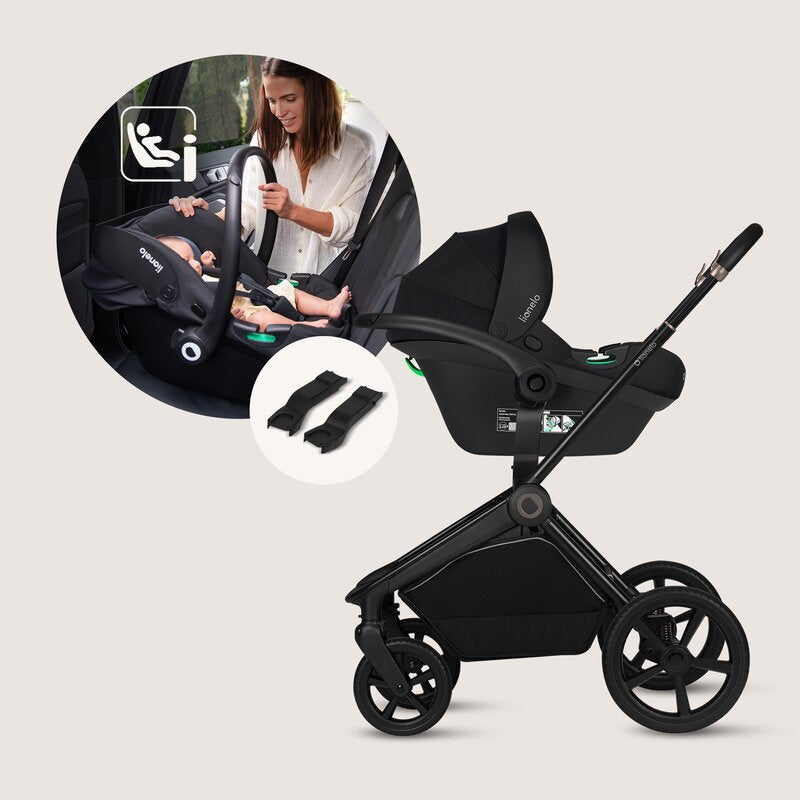 Carucior 3 in 1, Lionelo, Freya, Cu scoica ADAC, Landou si salteluta ventilate, Pliabil, Reglare spatar in 3 pozitii, Suport de picioare in 4 pozitii, Maner reglabil in 3 pozitii, Sustine 22 kg, Cu accesorii, 0 luni+, Negru