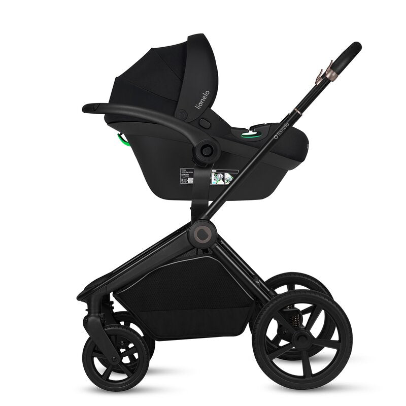 Carucior 3 in 1, Lionelo, Freya, Cu scoica ADAC, Landou si salteluta ventilate, Pliabil, Reglare spatar in 3 pozitii, Suport de picioare in 4 pozitii, Maner reglabil in 3 pozitii, Sustine 22 kg, Cu accesorii, 0 luni+, Negru