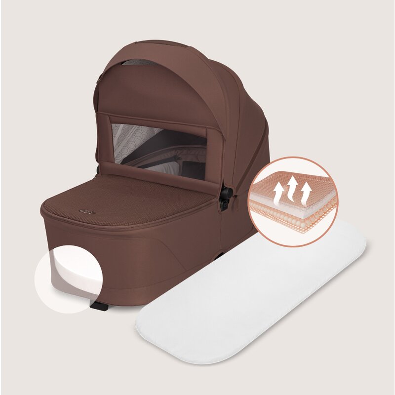 Carucior 3 in 1, Lionelo, Freya, Cu scoica ADAC, Landou si salteluta ventilate, Pliabil, Reglare spatar in 3 pozitii, Suport de picioare in 4 pozitii, Maner reglabil in 3 pozitii, Sustine 22 kg, Cu accesorii, 0 luni+, Maro