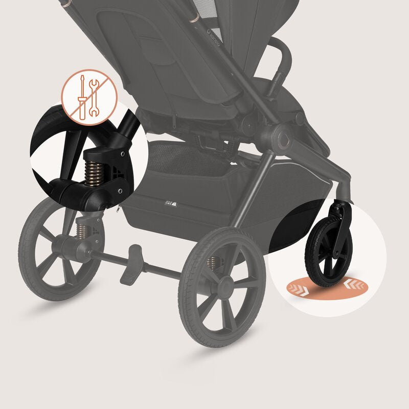 Carucior 3 in 1, Lionelo, Freya, Cu scoica ADAC, Landou si salteluta ventilate, Pliabil, Reglare spatar in 3 pozitii, Suport de picioare in 4 pozitii, Maner reglabil in 3 pozitii, Sustine 22 kg, Cu accesorii, 0 luni+, Negru