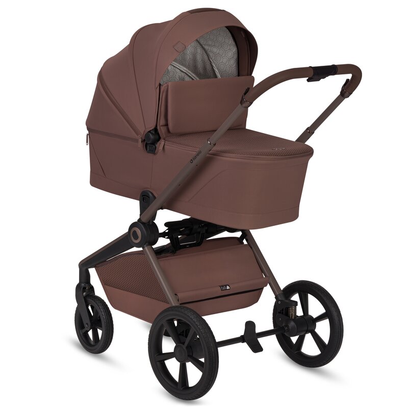 Carucior 3 in 1, Lionelo, Freya, Cu scoica ADAC, Landou si salteluta ventilate, Pliabil, Reglare spatar in 3 pozitii, Suport de picioare in 4 pozitii, Maner reglabil in 3 pozitii, Sustine 22 kg, Cu accesorii, 0 luni+, Maro
