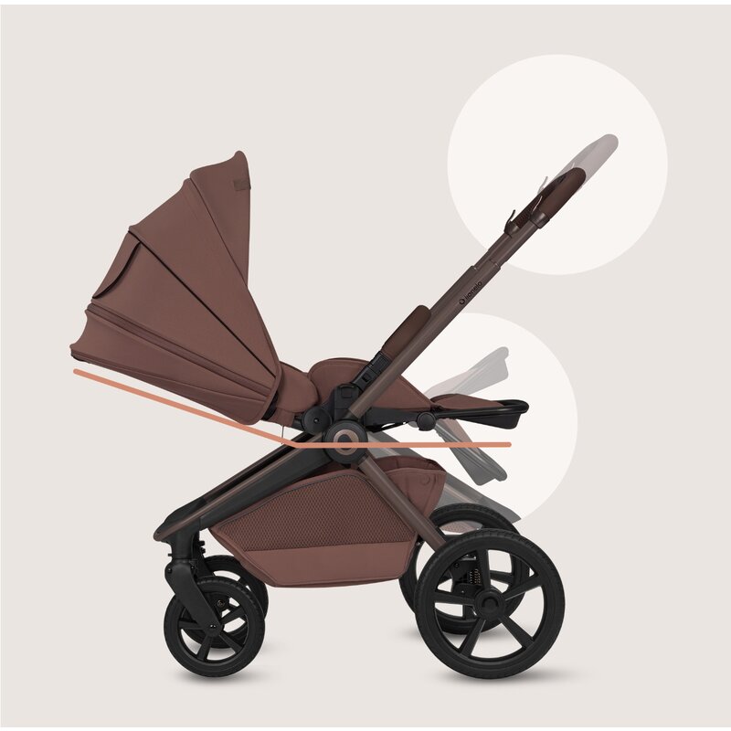 Carucior 3 in 1, Lionelo, Freya, Cu scoica ADAC, Landou si salteluta ventilate, Pliabil, Reglare spatar in 3 pozitii, Suport de picioare in 4 pozitii, Maner reglabil in 3 pozitii, Sustine 22 kg, Cu accesorii, 0 luni+, Maro