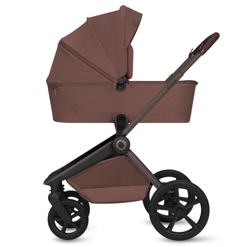 Carucior 3 in 1, Lionelo, Freya, Cu scoica ADAC, Landou si salteluta ventilate, Pliabil, Reglare spatar in 3 pozitii, Suport de picioare in 4 pozitii, Maner reglabil in 3 pozitii, Sustine 22 kg, Cu accesorii, 0 luni+, Maro