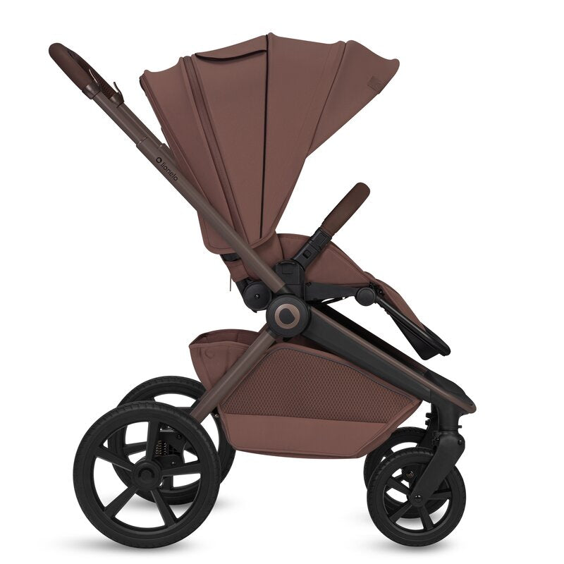 Carucior 3 in 1, Lionelo, Freya, Cu scoica ADAC, Landou si salteluta ventilate, Pliabil, Reglare spatar in 3 pozitii, Suport de picioare in 4 pozitii, Maner reglabil in 3 pozitii, Sustine 22 kg, Cu accesorii, 0 luni+, Maro