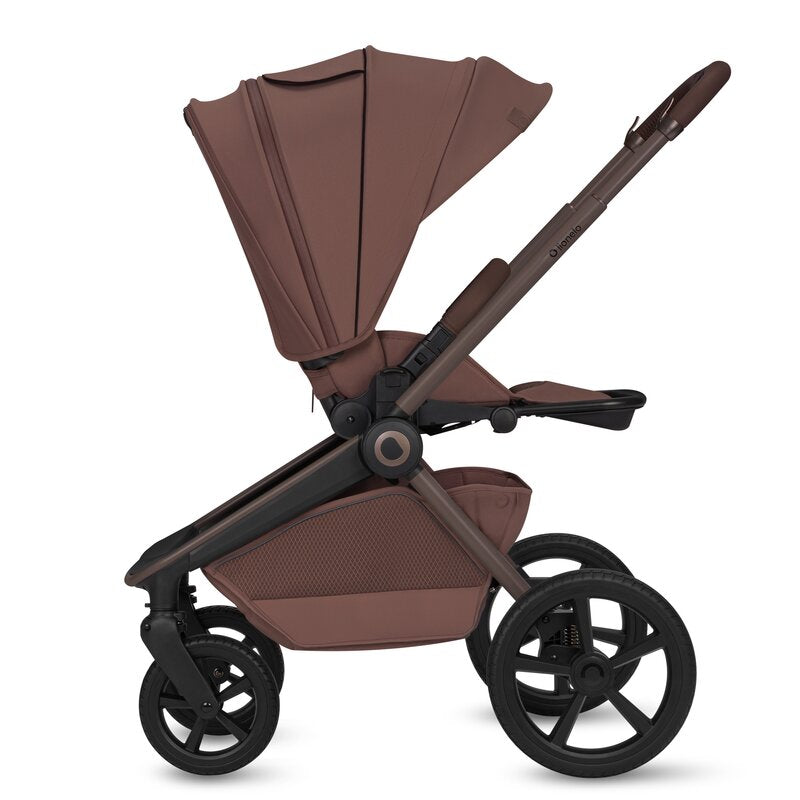 Carucior 3 in 1, Lionelo, Freya, Cu scoica ADAC, Landou si salteluta ventilate, Pliabil, Reglare spatar in 3 pozitii, Suport de picioare in 4 pozitii, Maner reglabil in 3 pozitii, Sustine 22 kg, Cu accesorii, 0 luni+, Maro