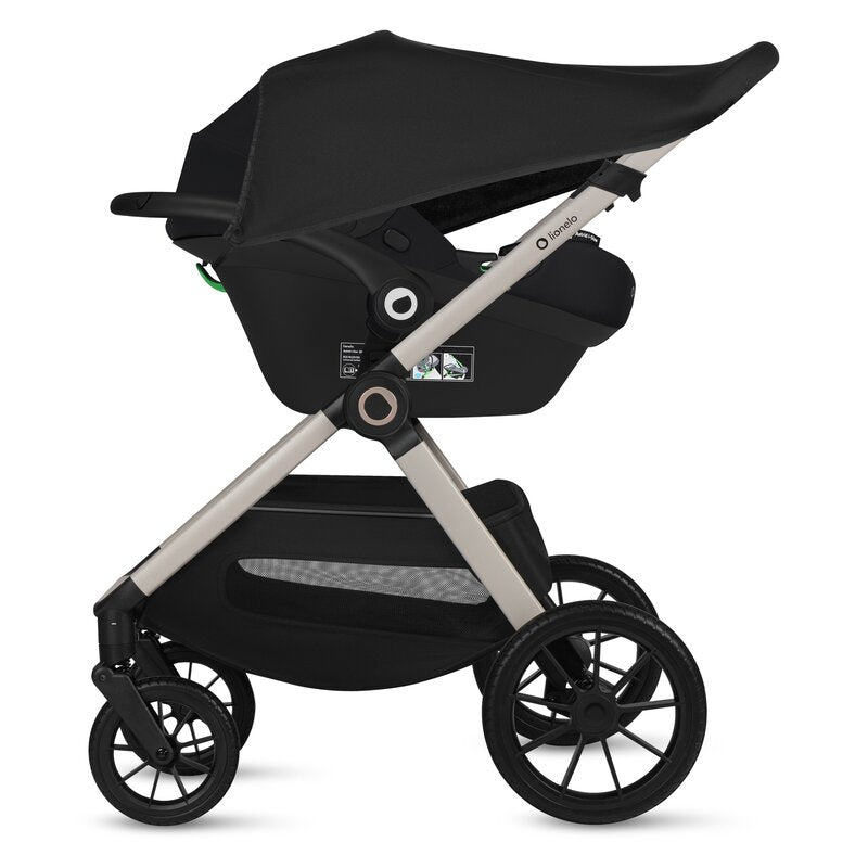 Carucior 3 in 1, Lionelo, Layla, Pana la 22 kg, Cadru aluminiu, Cu landou intarit si salteluta din spuma AirDots, Cu scoica auto testata ADAC, Reversibil, Cu ventilatie 3D, Cu accesorii, EN1888-1, EN1888-2, EN1466, Bej