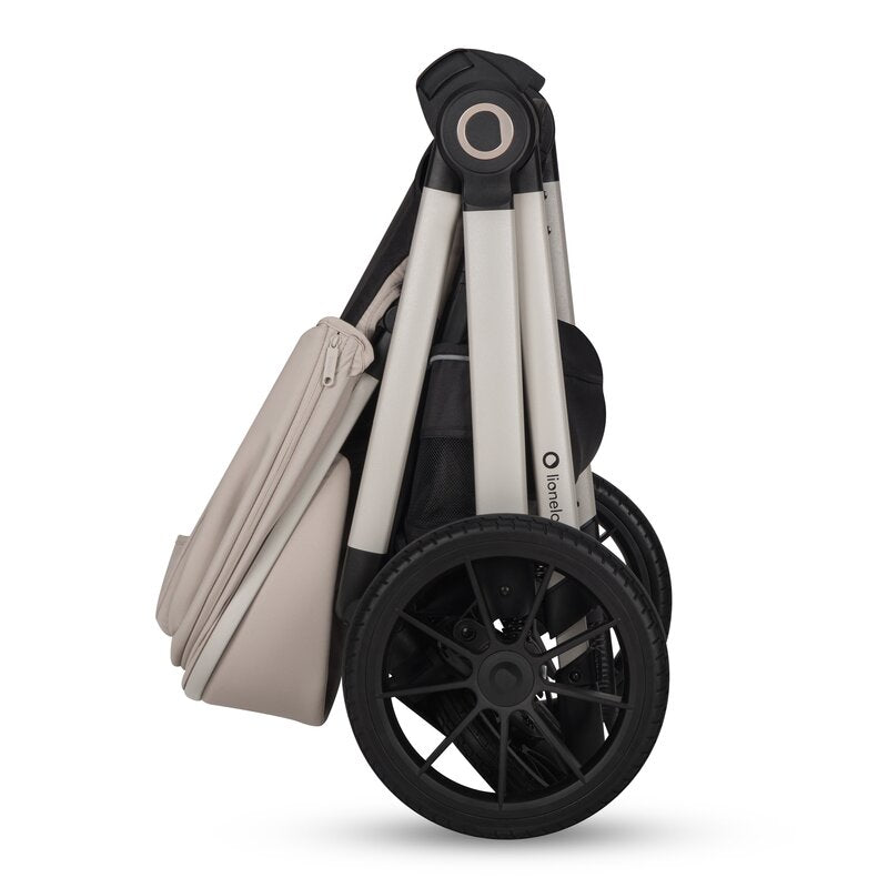 Carucior 3 in 1, Lionelo, Layla, Pana la 22 kg, Cadru aluminiu, Cu landou intarit si salteluta din spuma AirDots, Cu scoica auto testata ADAC, Reversibil, Cu ventilatie 3D, Cu accesorii, EN1888-1, EN1888-2, EN1466, Bej