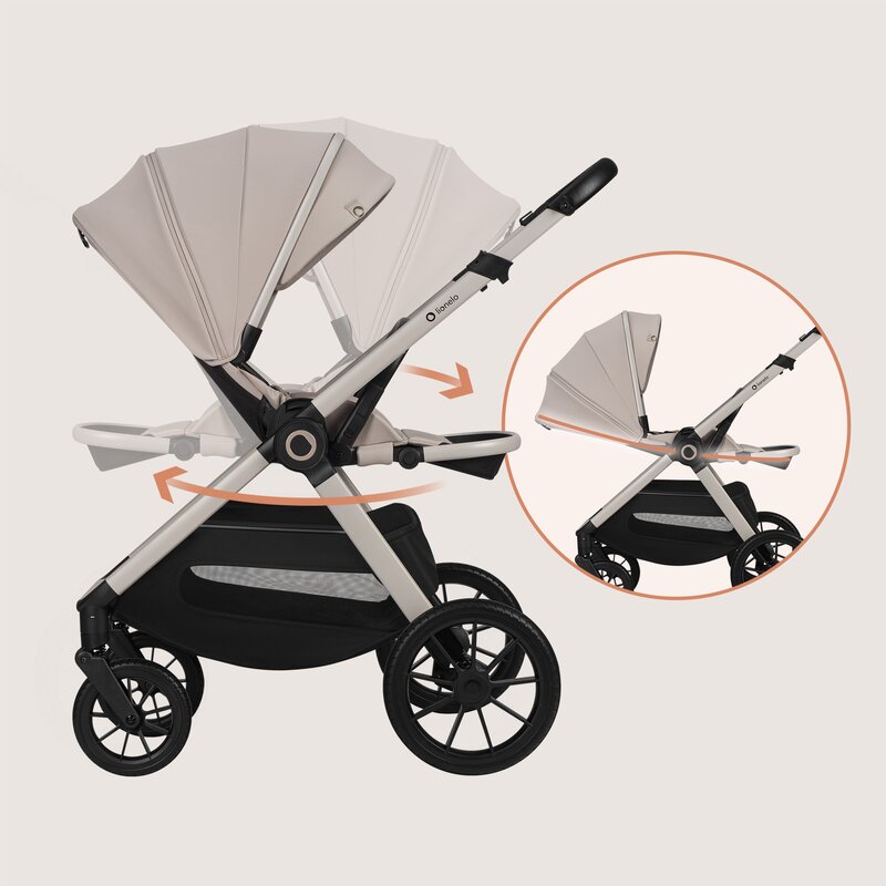 Carucior 3 in 1, Lionelo, Layla, Pana la 22 kg, Cadru aluminiu, Cu landou intarit si salteluta din spuma AirDots, Cu scoica auto testata ADAC, Reversibil, Cu ventilatie 3D, Cu accesorii, EN1888-1, EN1888-2, EN1466, Bej