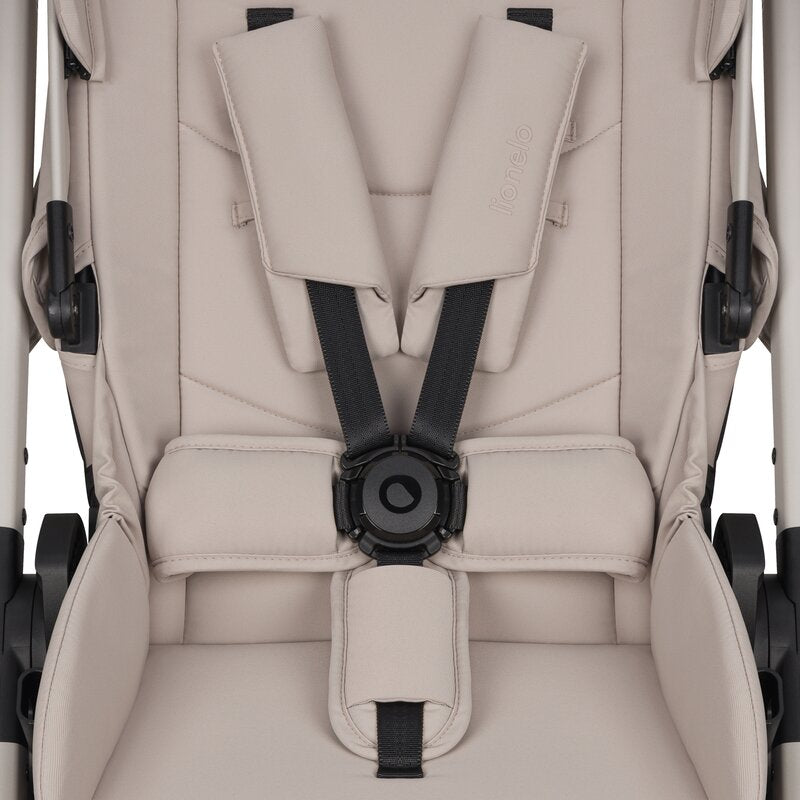 Carucior 3 in 1, Lionelo, Layla, Pana la 22 kg, Cadru aluminiu, Cu landou intarit si salteluta din spuma AirDots, Cu scoica auto testata ADAC, Reversibil, Cu ventilatie 3D, Cu accesorii, EN1888-1, EN1888-2, EN1466, Bej
