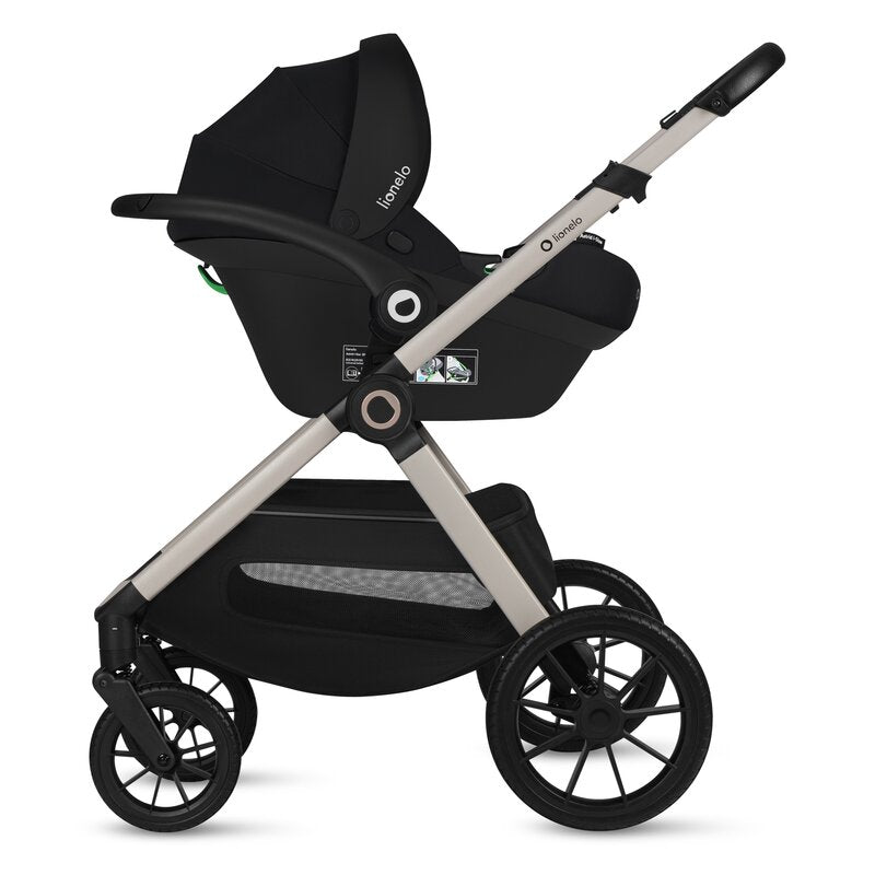 Carucior 3 in 1, Lionelo, Layla, Pana la 22 kg, Cadru aluminiu, Cu landou intarit si salteluta din spuma AirDots, Cu scoica auto testata ADAC, Reversibil, Cu ventilatie 3D, Cu accesorii, EN1888-1, EN1888-2, EN1466, Bej