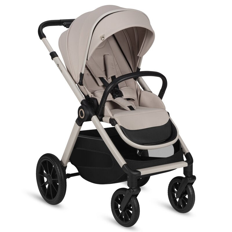 Carucior 3 in 1, Lionelo, Layla, Pana la 22 kg, Cadru aluminiu, Cu landou intarit si salteluta din spuma AirDots, Cu scoica auto testata ADAC, Reversibil, Cu ventilatie 3D, Cu accesorii, EN1888-1, EN1888-2, EN1466, Bej