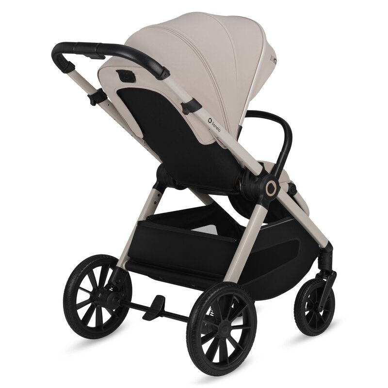 Carucior 3 in 1, Lionelo, Layla, Pana la 22 kg, Cadru aluminiu, Cu landou intarit si salteluta din spuma AirDots, Cu scoica auto testata ADAC, Reversibil, Cu ventilatie 3D, Cu accesorii, EN1888-1, EN1888-2, EN1466, Bej