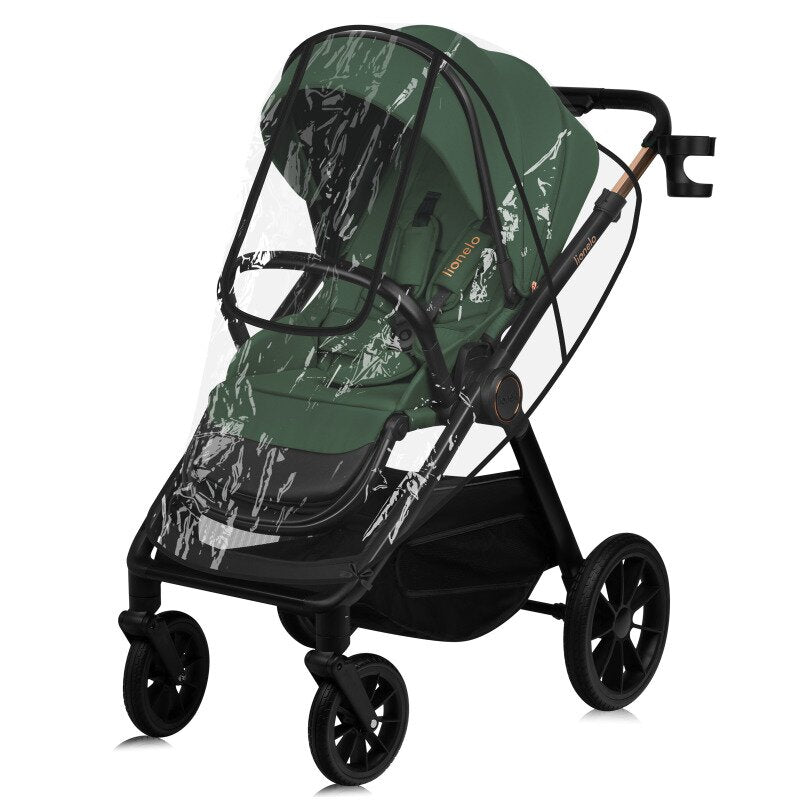 Carucior 3 in 1, Lionelo, Layla, Pana la 22 kg, Cadru aluminiu, Cu landou intarit si salteluta din spuma AirDots, Cu scoica auto testata ADAC, Reversibil, Cu ventilatie 3D, Cu accesorii, EN1888-1, EN1888-2, EN1466, Verde