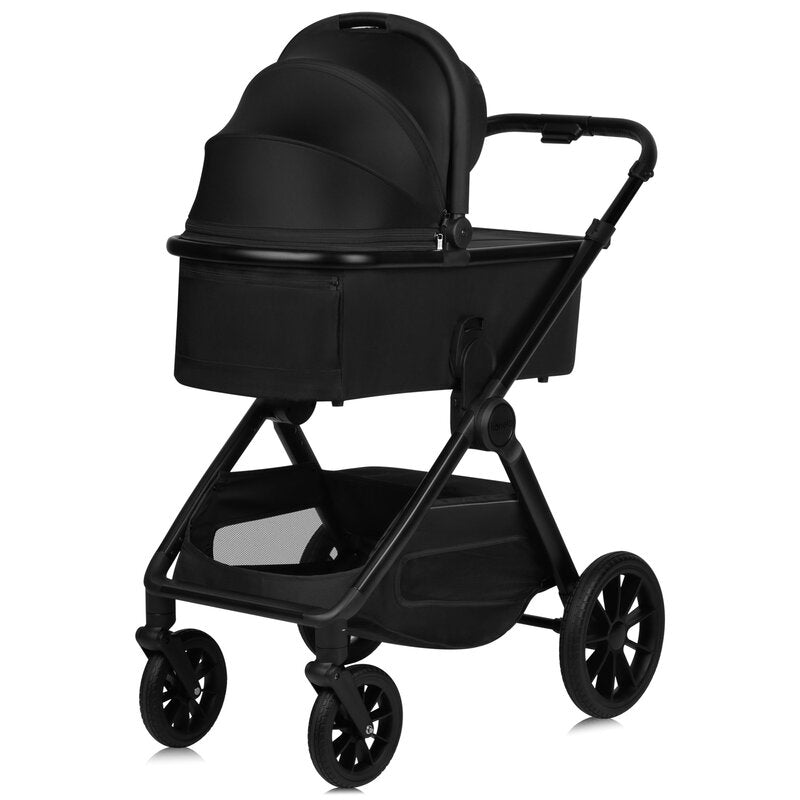 Carucior 3 in 1, Lionelo, Layla, Pana la 22 kg, Cadru aluminiu, Cu landou intarit si salteluta din spuma AirDots, Cu scoica auto testata ADAC, Reversibil, Cu ventilatie 3D, Cu accesorii, EN1888-1, EN1888-2, EN1466, Negru