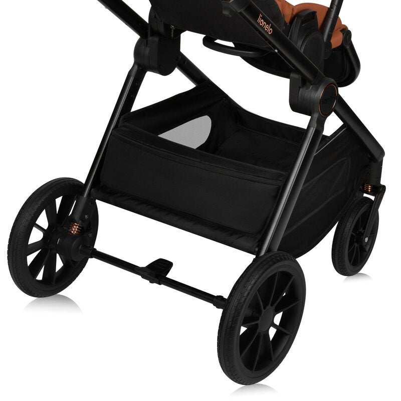 Carucior 3 in 1, Lionelo, Layla, Pana la 22 kg, Cadru aluminiu, Cu landou intarit si salteluta din spuma AirDots, Cu scoica auto testata ADAC, Reversibil, Cu ventilatie 3D, Cu accesorii, EN1888-1, EN1888-2, EN1466, Maro